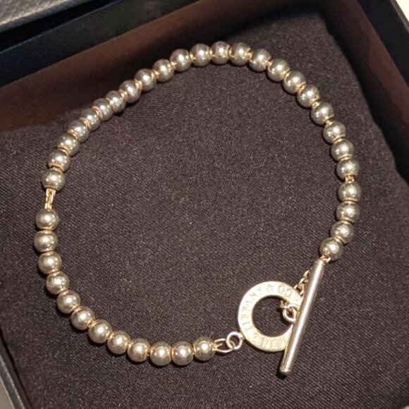 Tiffany & Co. Toggle Bead Bracelet 4mm Sterling Silver, Size Small 6.75 - Picture 1 of 8